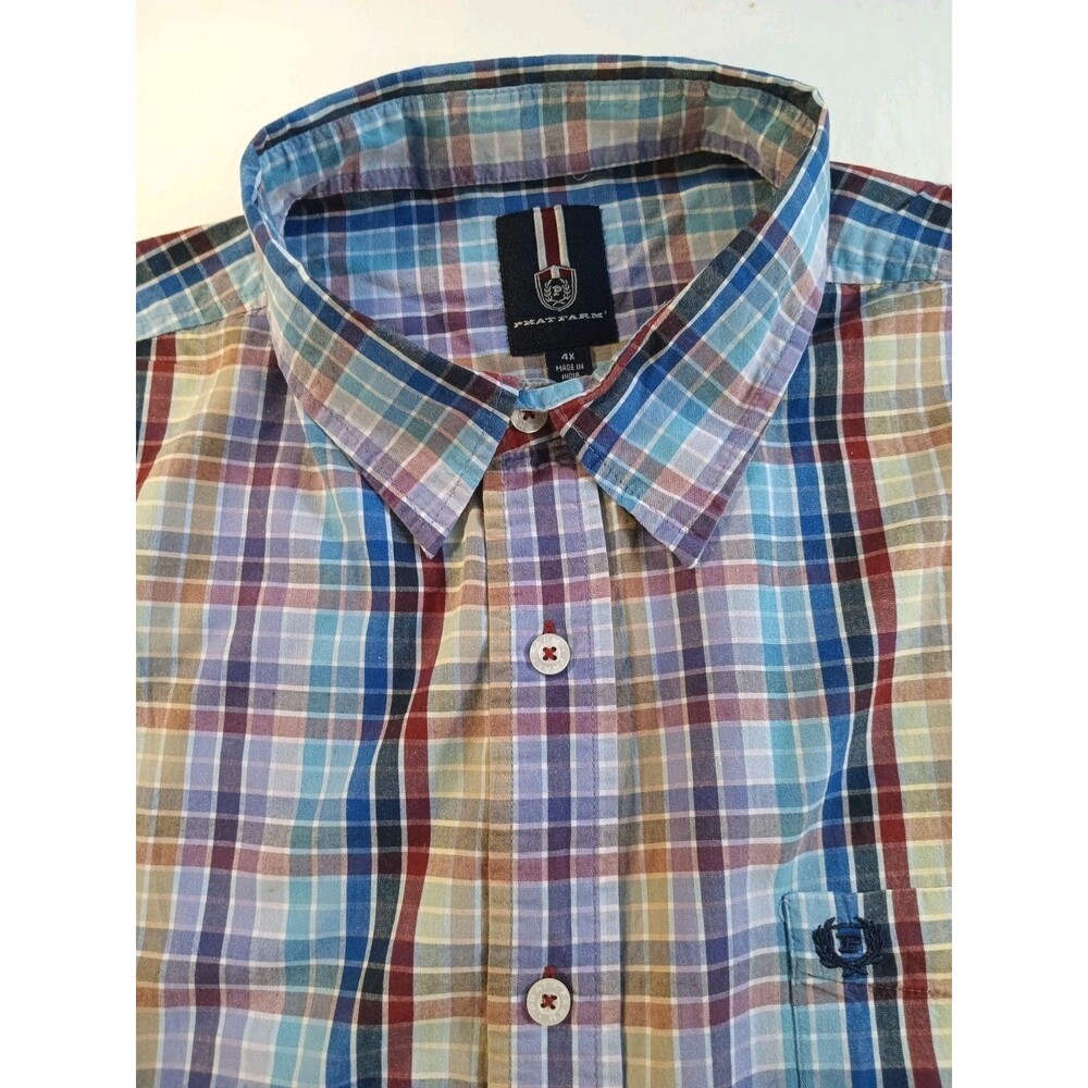 Phat Farm Shirt Multi Color Stripe Short Sleeve 4X
